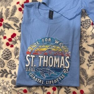 2 Tshirts for $30 Gildan Light Blue St. Thomas Coastal T-Shirt LARGE USA